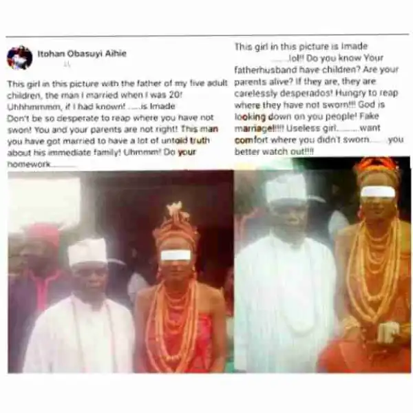 Lady Calls Out The New Young Wife Of Her Estranged Husband (Photo)